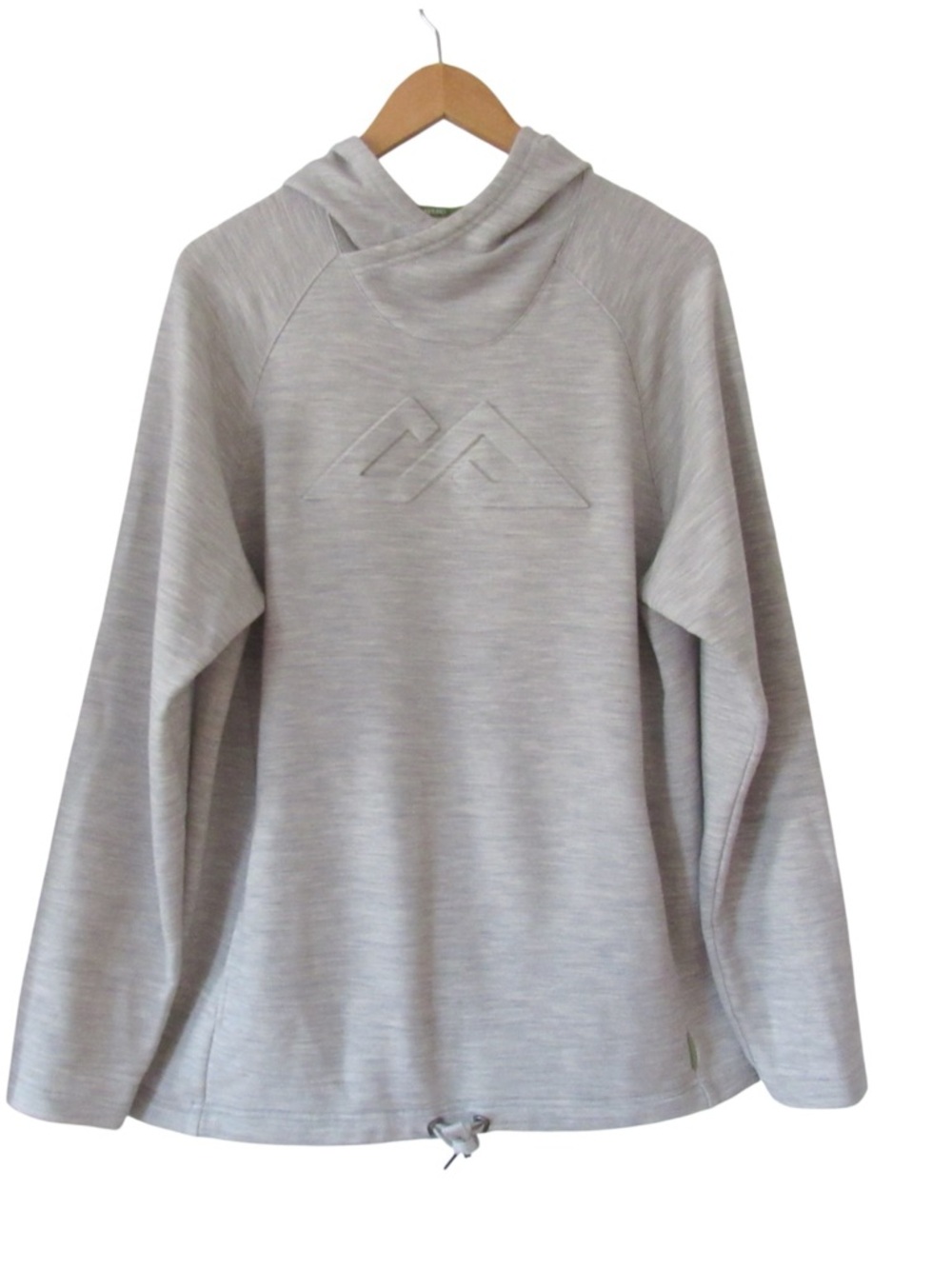 Kathmandu Gray Pullover Hoodie Large Merino Wool Blend Drawcord Hem Outdoors